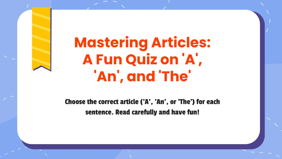 Free Articles A, An, and The Template to Edit Online