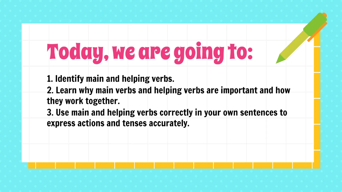 Free Main Verbs and Helping Verbs Template to Edit Online