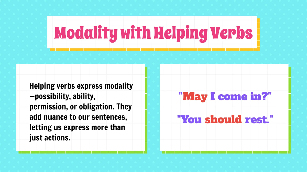Free Main Verbs and Helping Verbs Template to Edit Online
