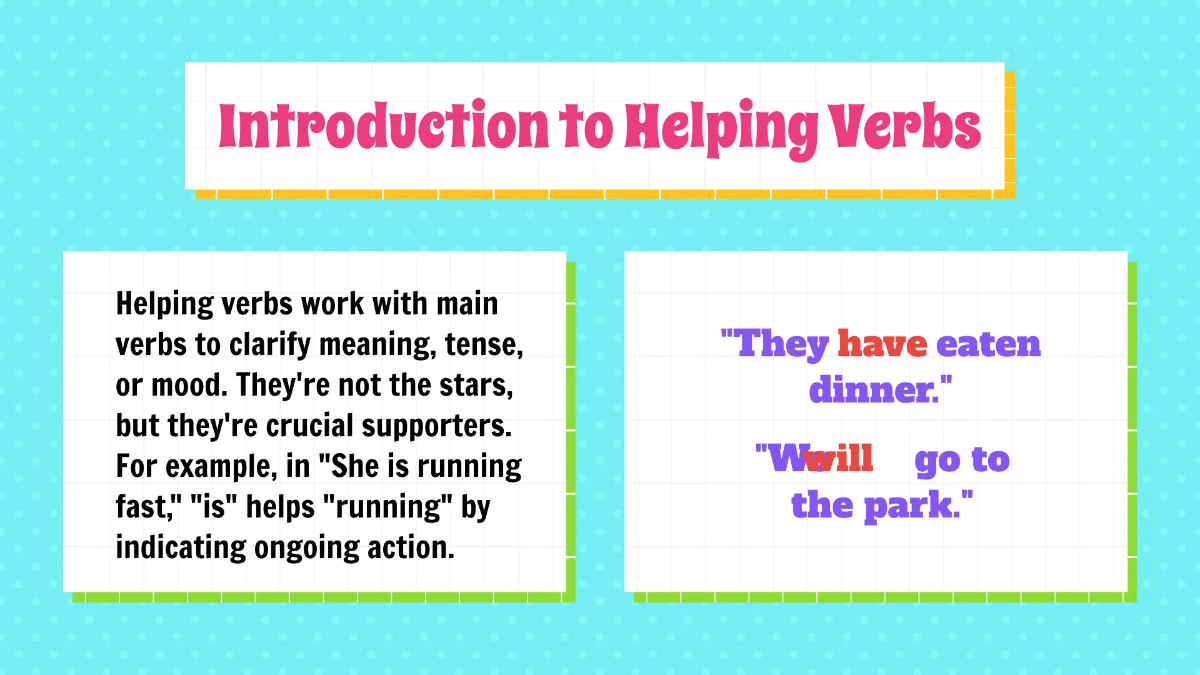 Free Main Verbs and Helping Verbs Template to Edit Online