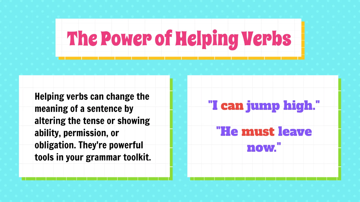Free Main Verbs and Helping Verbs Template to Edit Online