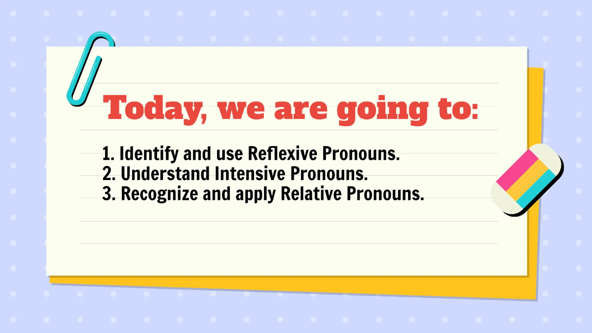 Free Reflexive, Intensive, and Relative Pronouns Template to Edit Online