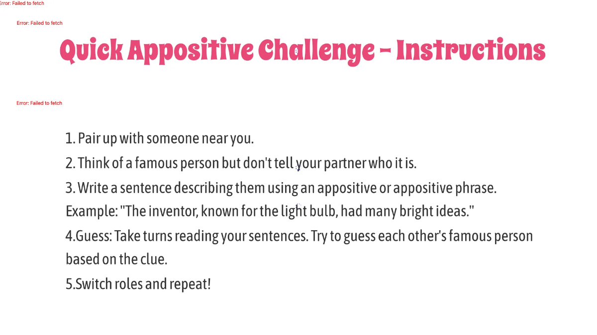 Free Appositives and Appositive Phrases Template to Edit Online