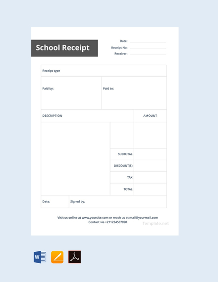 24+ School Receipt Templates - Free Word, PDF Format Download