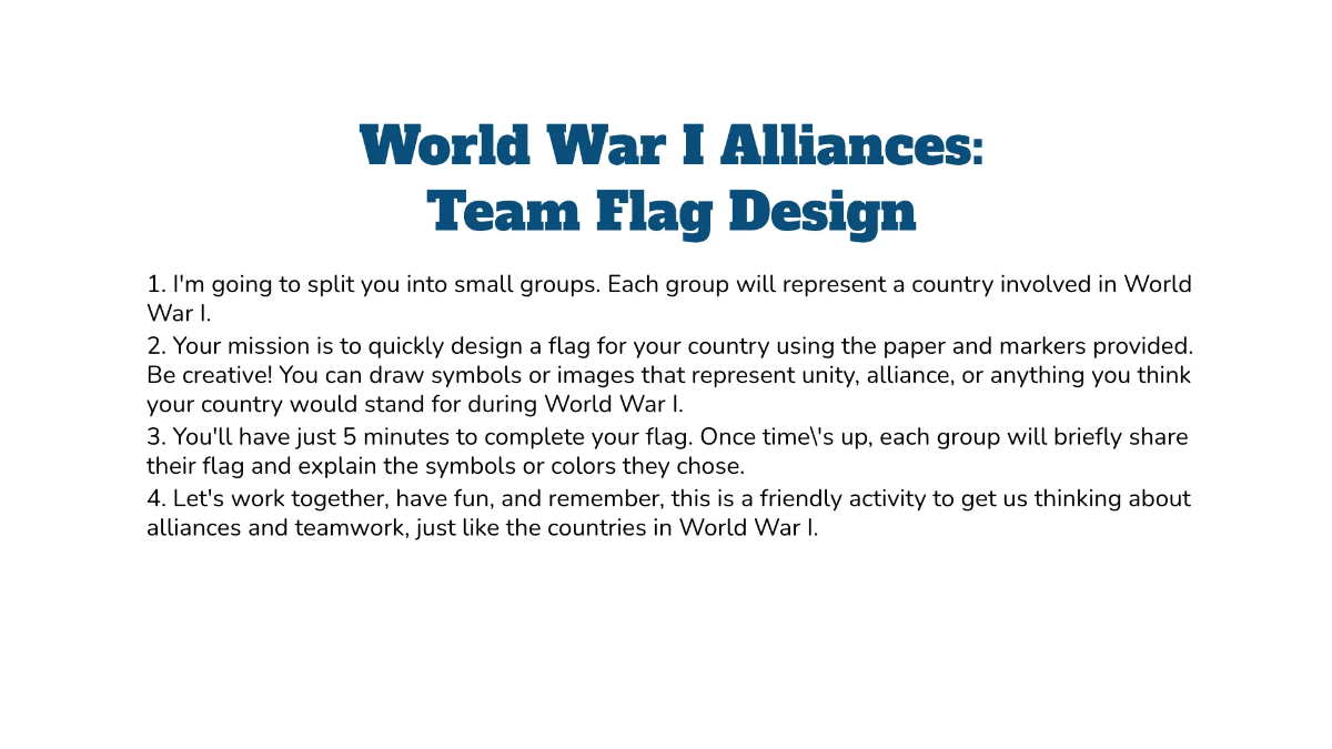 Free World War I: Causes and Alliances Template to Edit Online
