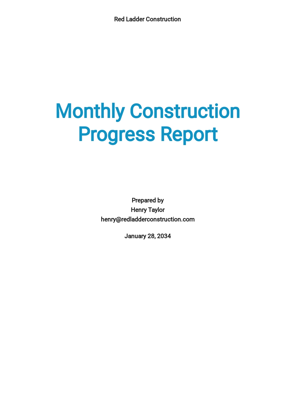 Monthly Construction Progress Report Template In Google Docs Word 