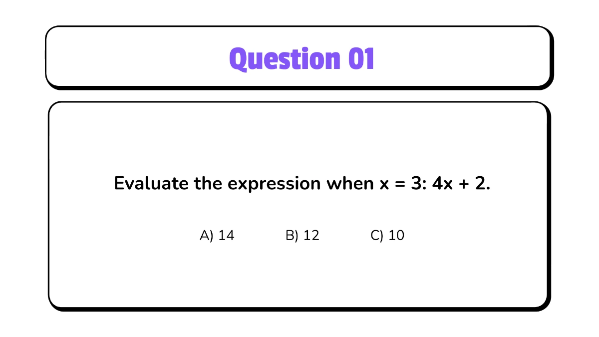 Free Evaluate Variable Expressions Involving Integers Template to Edit Online