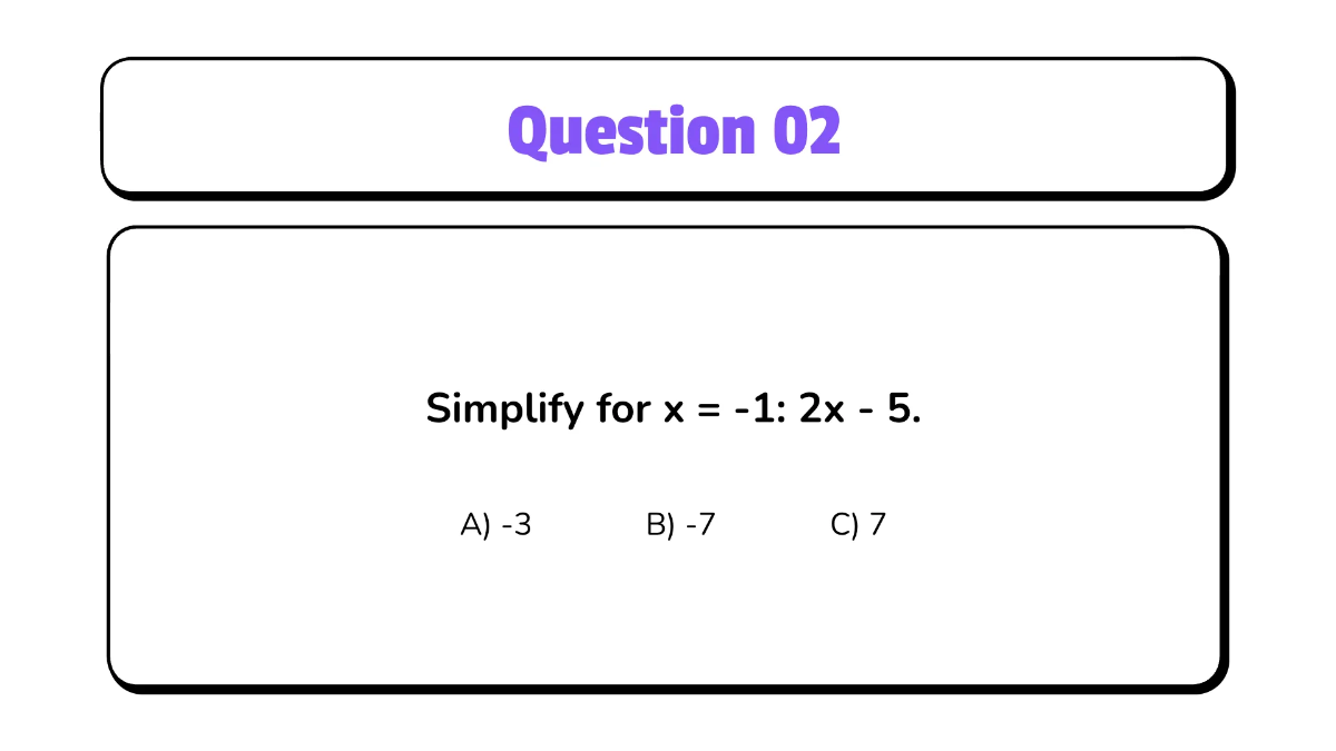 Free Evaluate Variable Expressions Involving Integers Template to Edit Online
