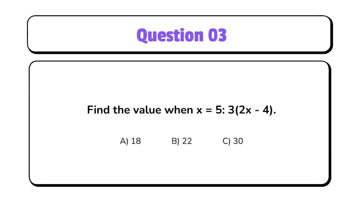 Free Evaluate Variable Expressions Involving Integers Template to Edit Online
