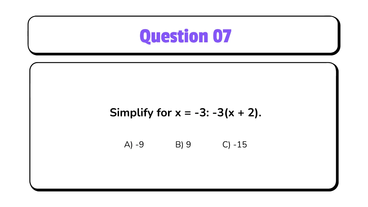 Free Evaluate Variable Expressions Involving Integers Template to Edit Online