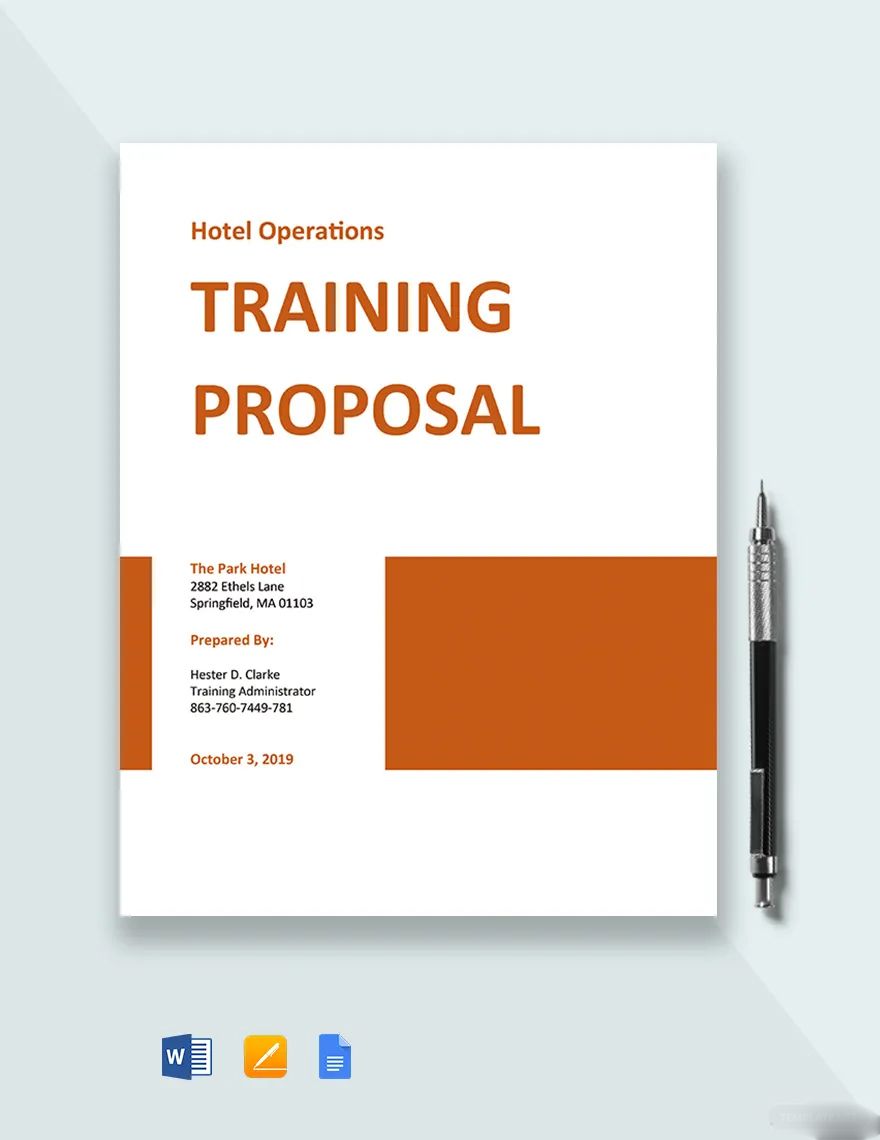 Hospitality Training Proposal Template in Word, Google Docs, Apple Pages