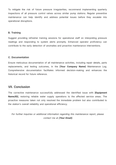 Free Corrective Maintenance Report Template to Edit Online