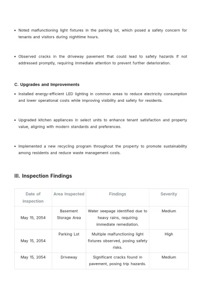 Free Property Maintenance Report Template to Edit Online