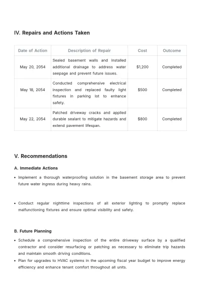 Free Property Maintenance Report Template to Edit Online