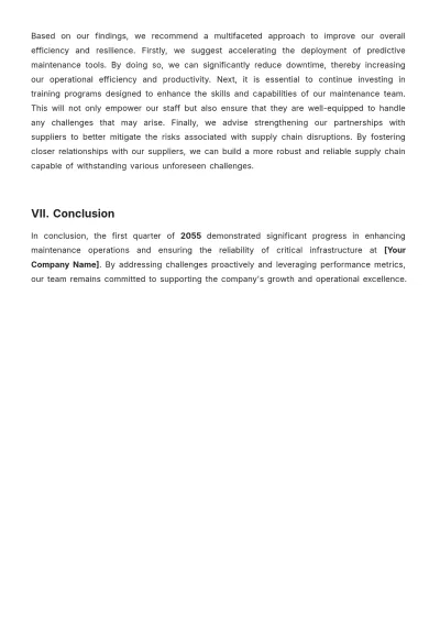 Free Quarterly Maintenance Report Template to Edit Online