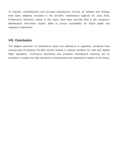 Free Aircraft Monthly Maintenance Inspection Report Template to Edit Online
