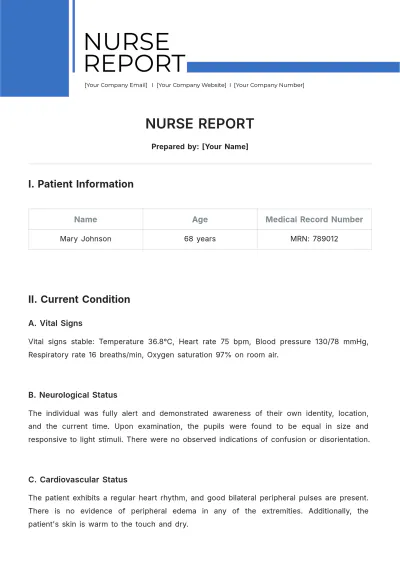 Free Nurse Report Template to Edit Online