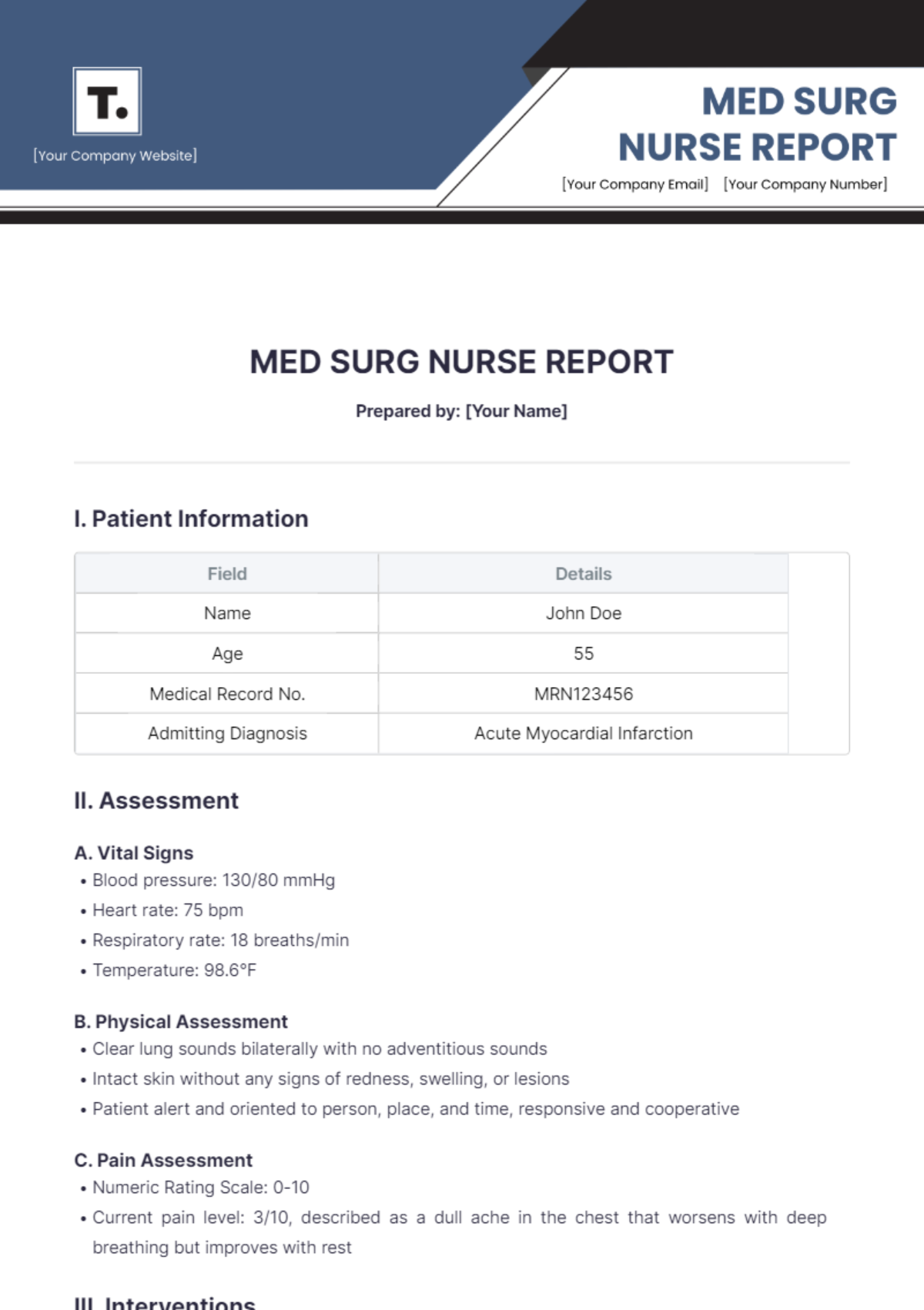 Med Surg Nurse Report Template - Edit Online & Download