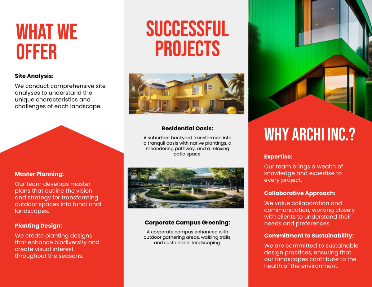 Free Architecture Landscape Brochure Template to Edit Online