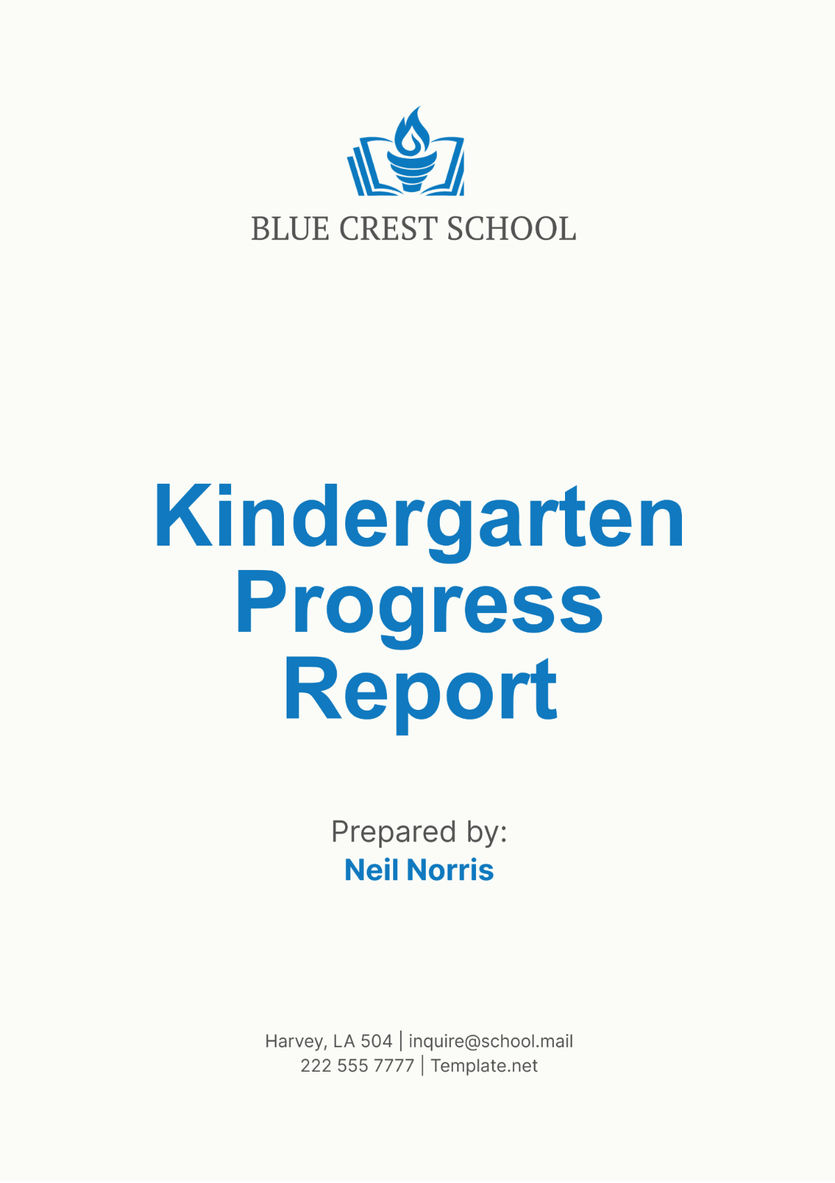 Kindergarten Progress Report Template