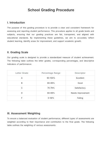 Free School Grading Procedure Template to Edit Online