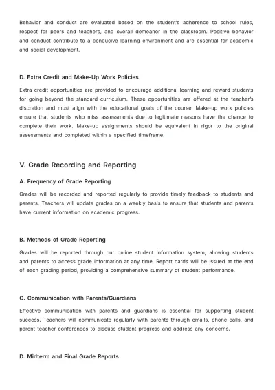 Free School Grading Procedure Template to Edit Online