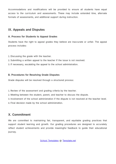 Free School Grading Procedure Template to Edit Online