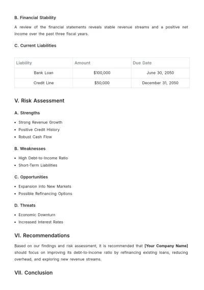 Free Credit Audit Report Template to Edit Online