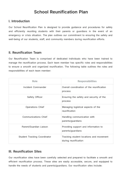 Free School Reunification Plan Template to Edit Online