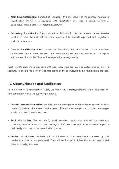 Free School Reunification Plan Template to Edit Online