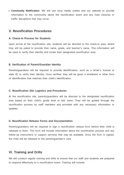 Free School Reunification Plan Template to Edit Online