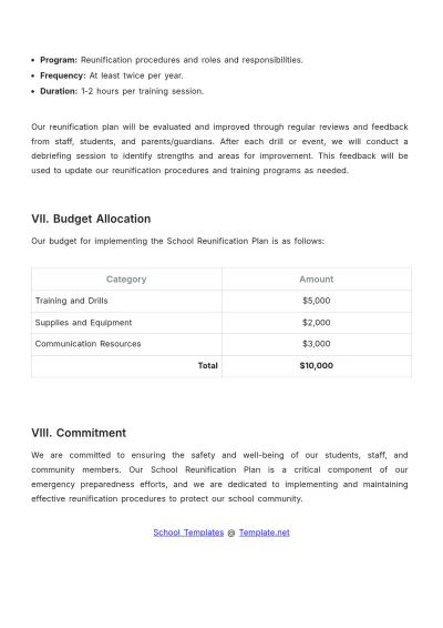 Free School Reunification Plan Template to Edit Online