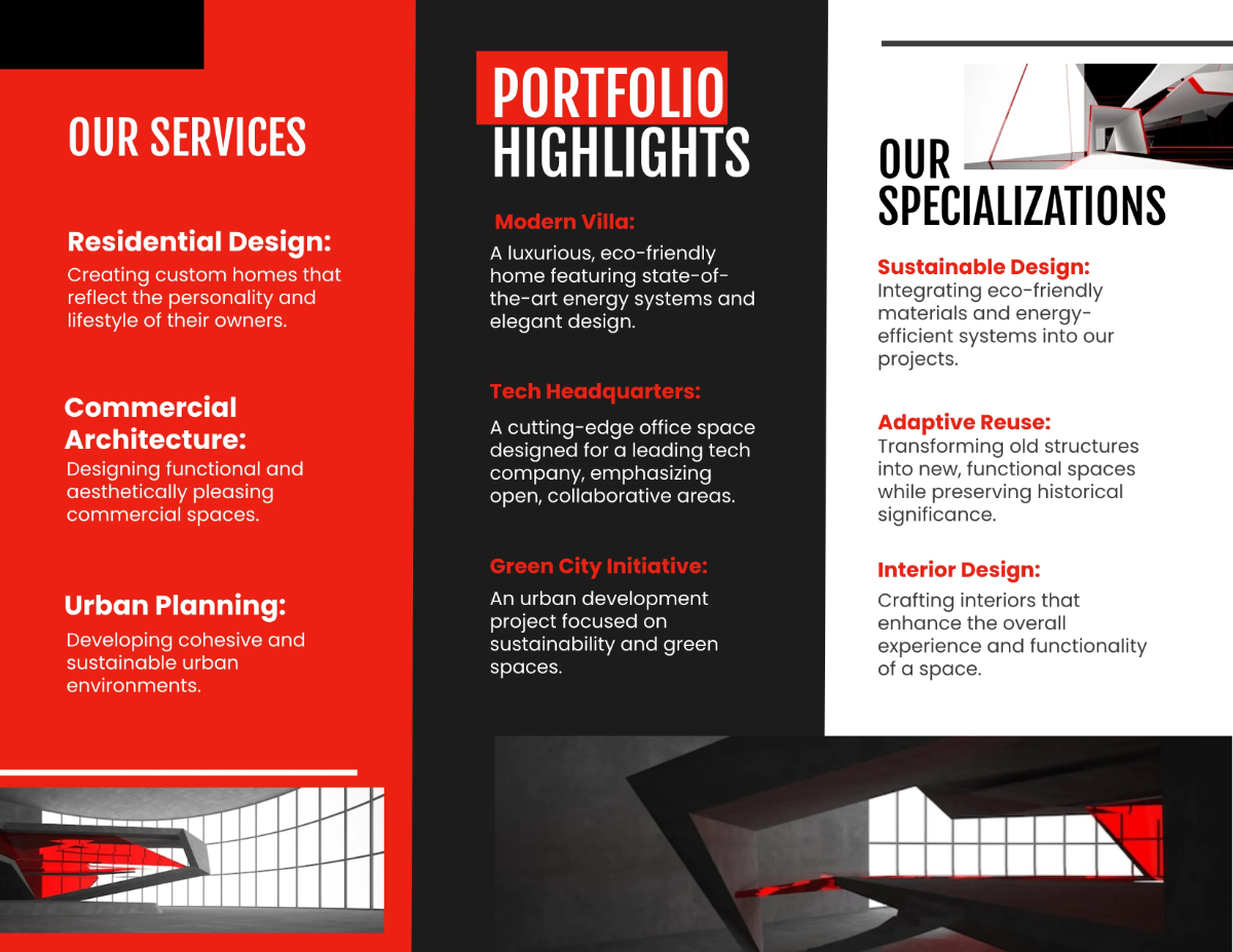 Free Architecture Portfolio Brochure Template to Edit Online