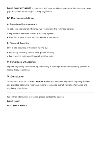 Free Internal Audit Market Report Template to Edit Online