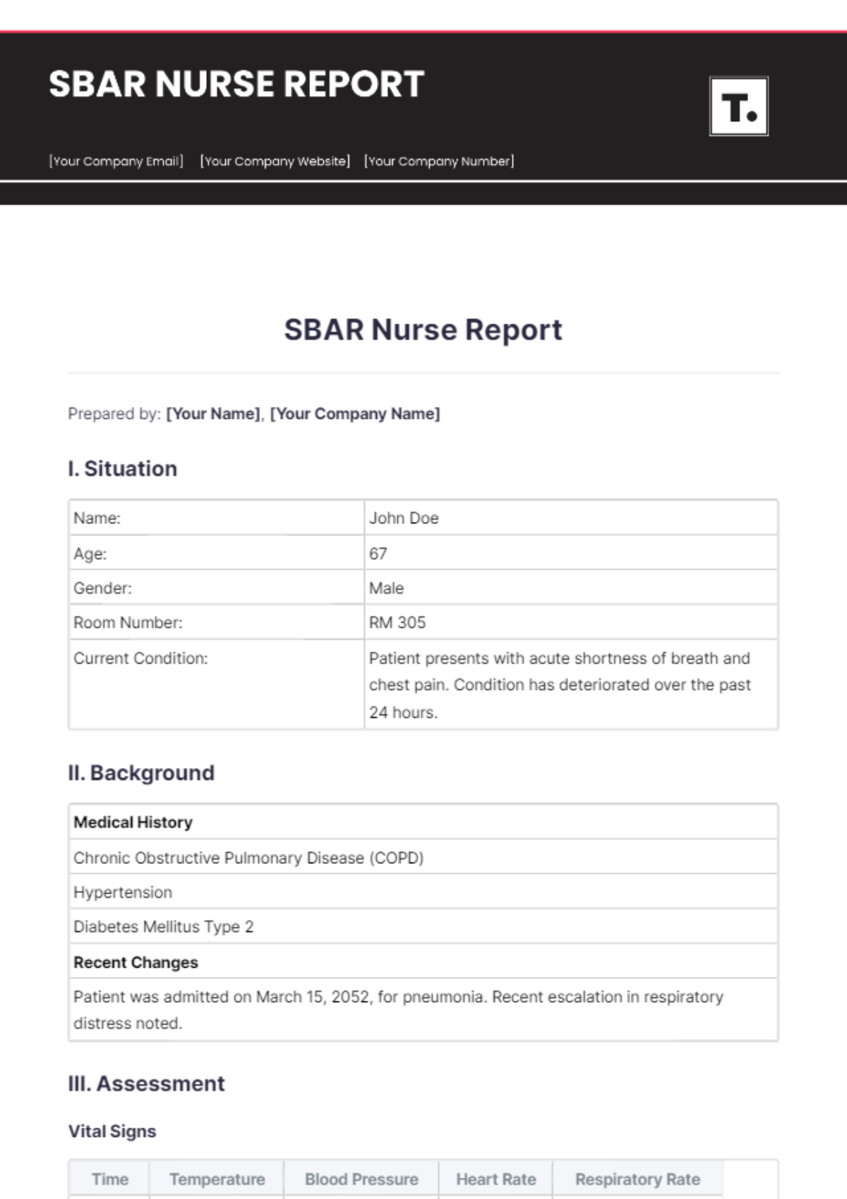 SBAR Nurse Report Template - Edit Online & Download