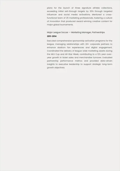 Free Sports Marketing Director ATS Resume Template, AI Resume Builder