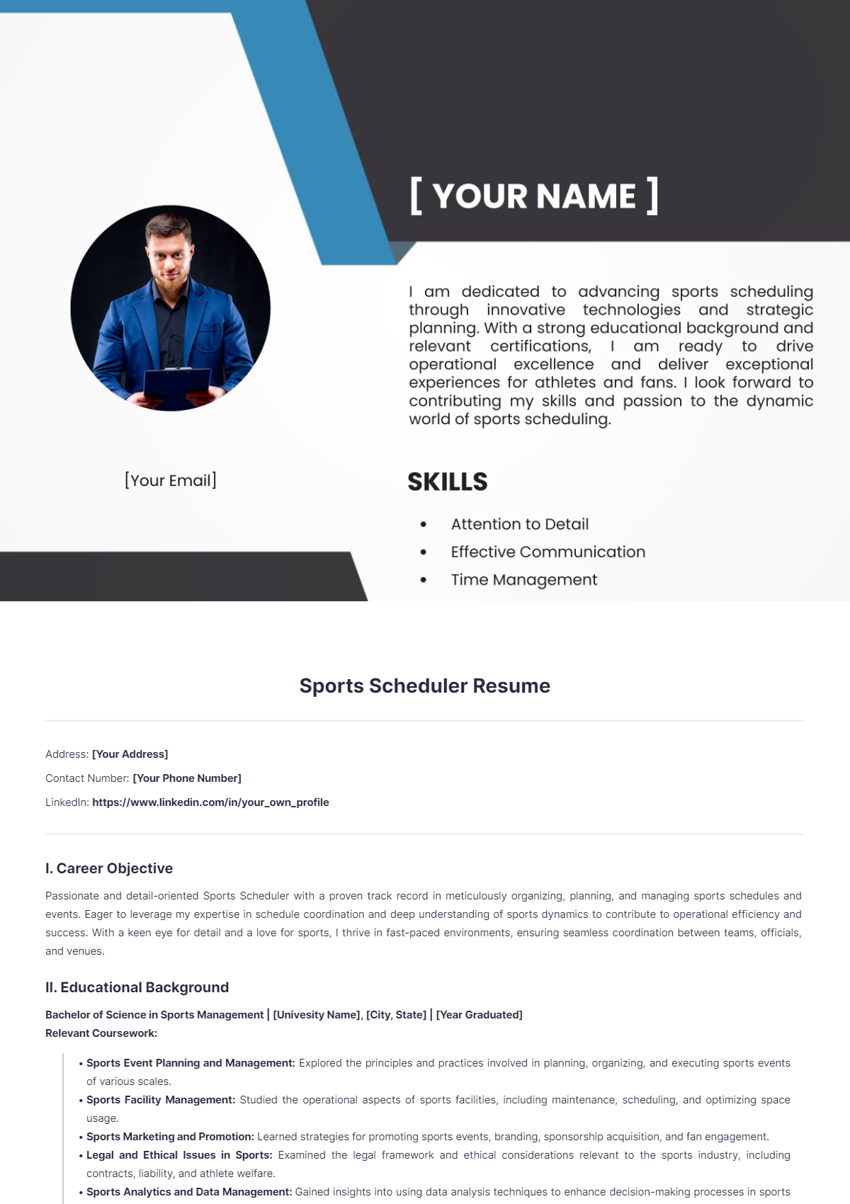 Sports Scheduler Resume - Edit Online & Download