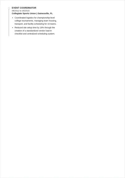 Free Sports Event Manager ATS Resume Template, AI Resume Builder