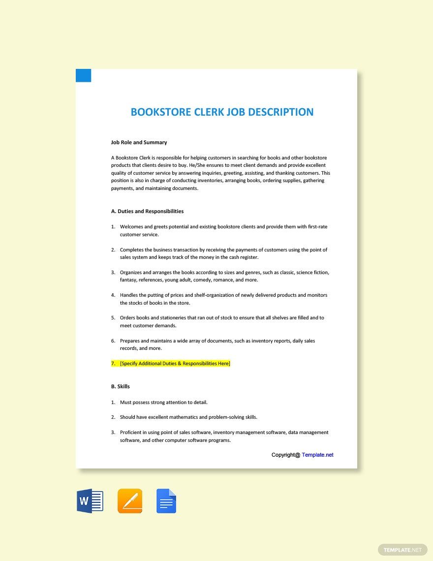 School Clerk Job Ad and Description Template - Download in Word