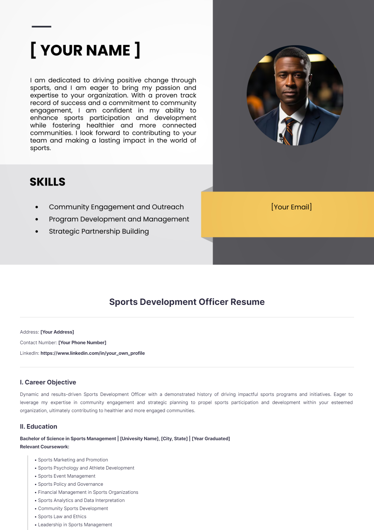 Sports Development Officer Resume - Edit Online & Download