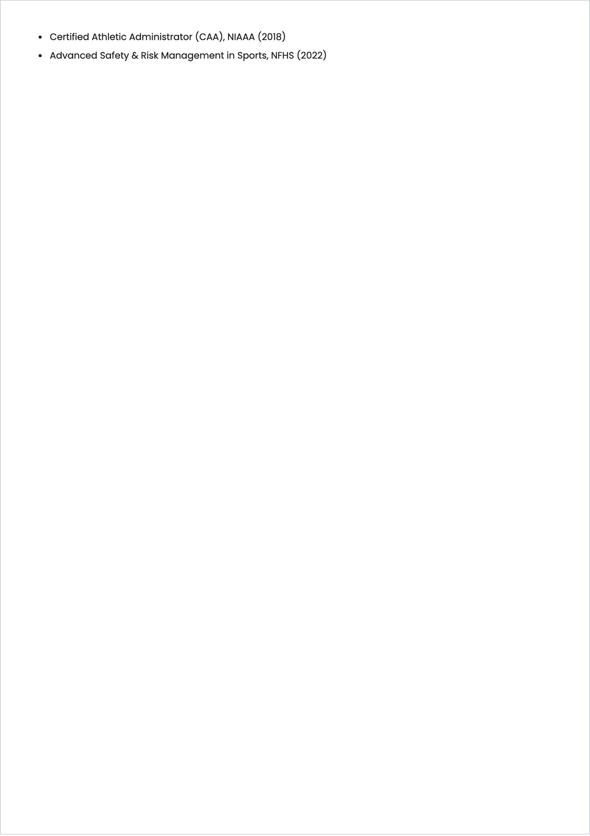 Free Sports Program Director Resume to Edit Online