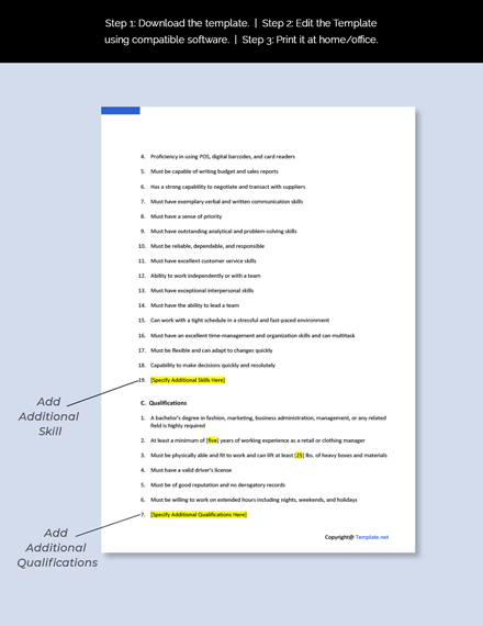 Free Clothing Store Manager Job Ad and Description Template - Google