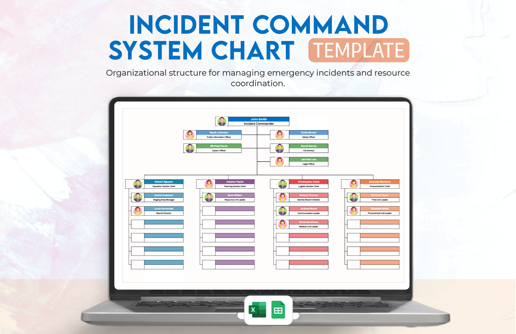 Incident Command System Chart Template in Excel, Google Sheets