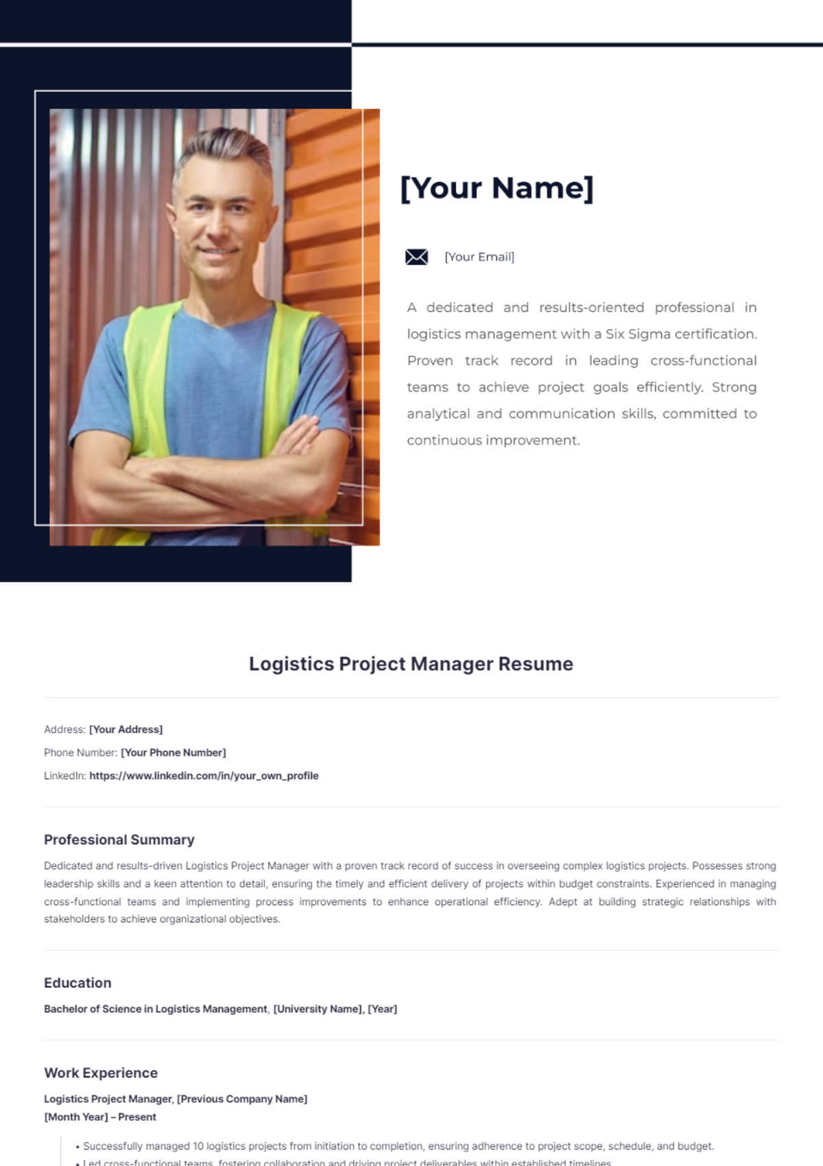 Logistics Project Manager Resume - Edit Online & Download