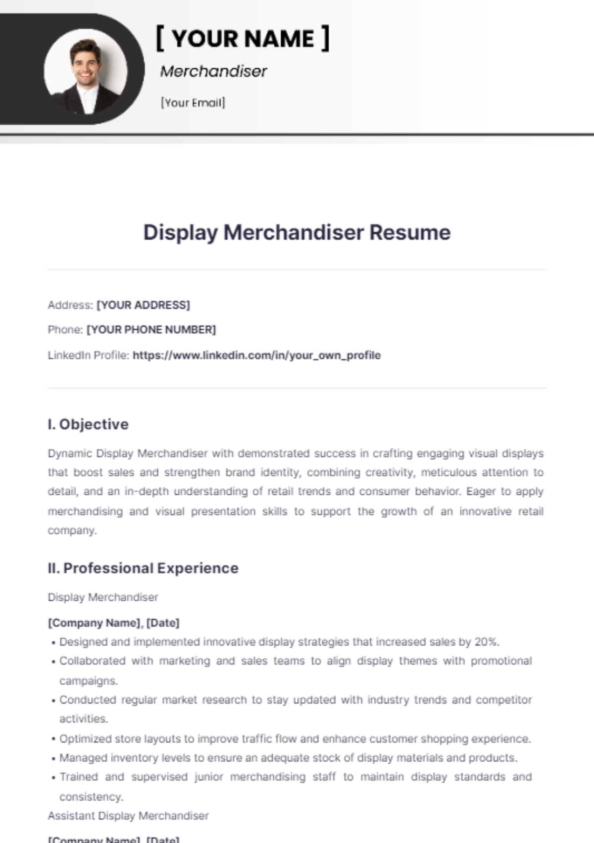 Display Merchandiser Resume - Edit Online & Download