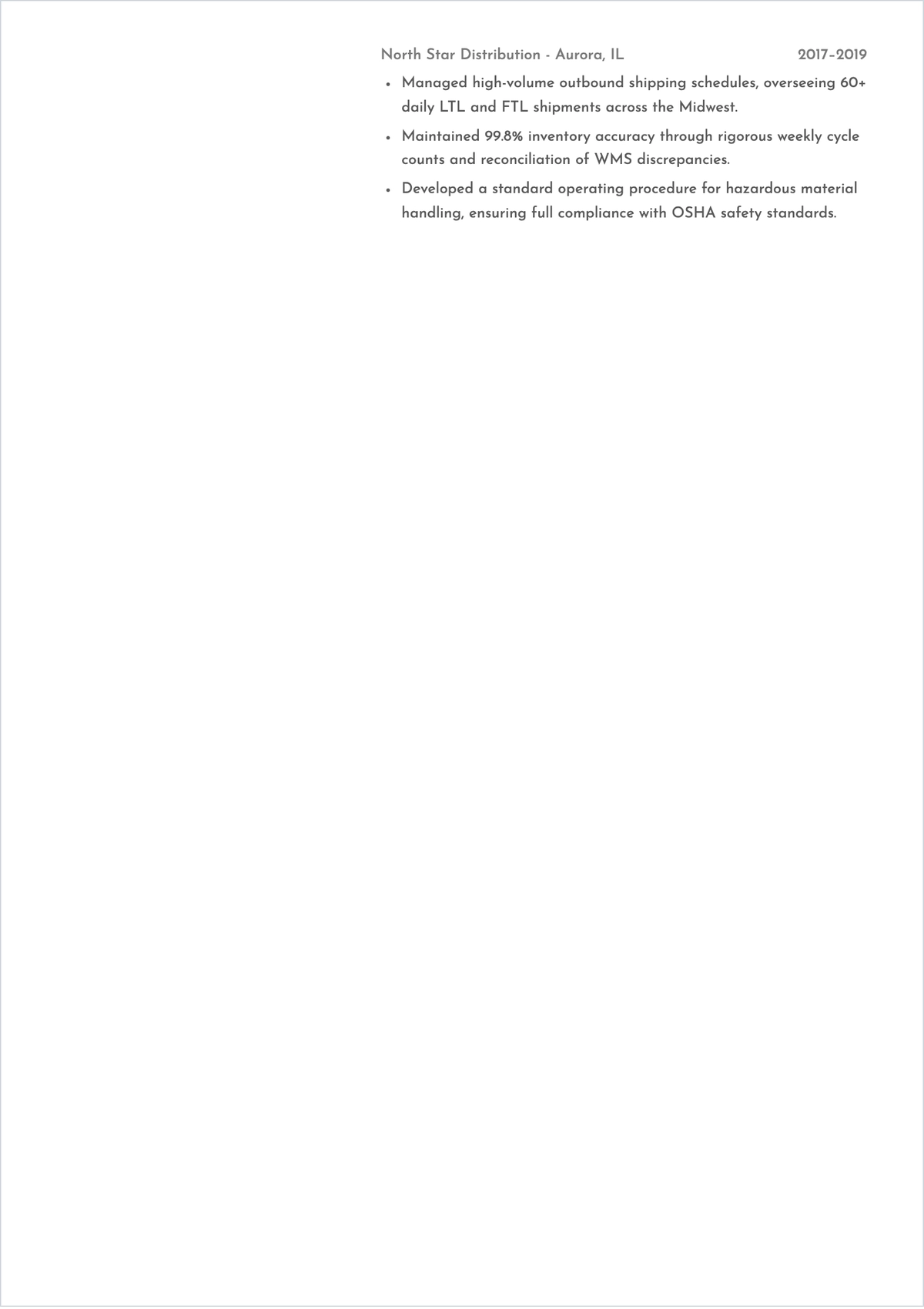 Free Logistics Officer ATS Resume Template, AI Resume Builder