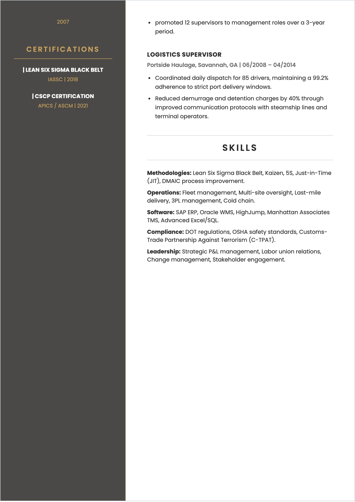 Free General Manager Logistics Resume to Edit Online