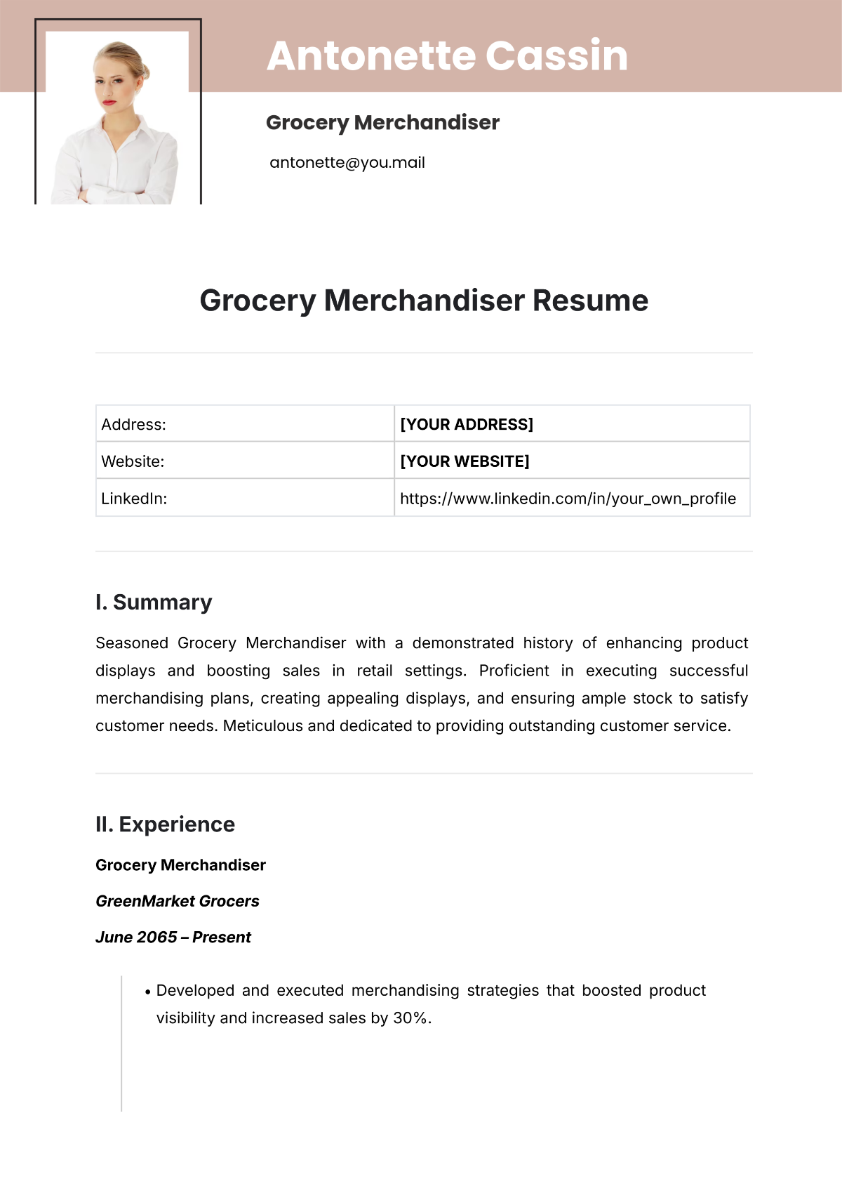 Grocery Merchandiser Resume Template - Edit Online & Download