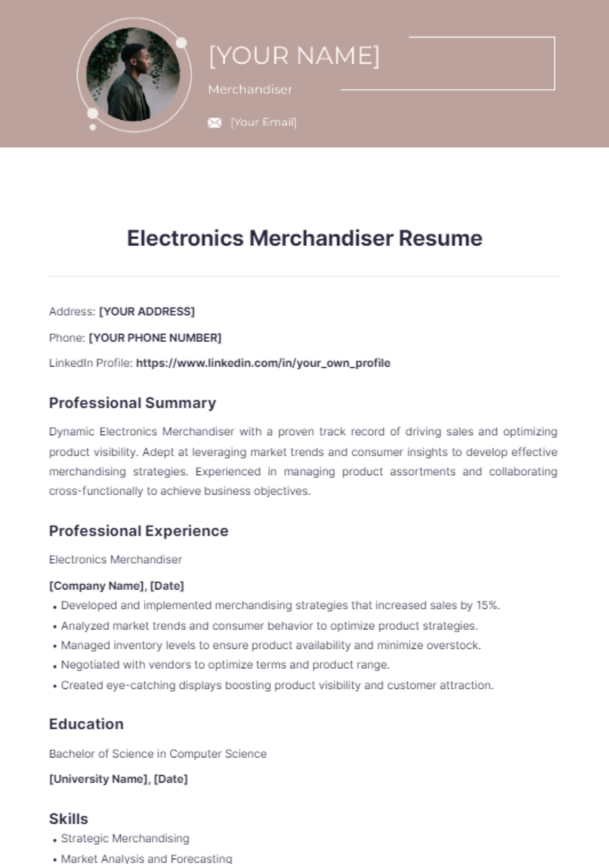 Electronics Merchandiser Resume - Edit Online & Download