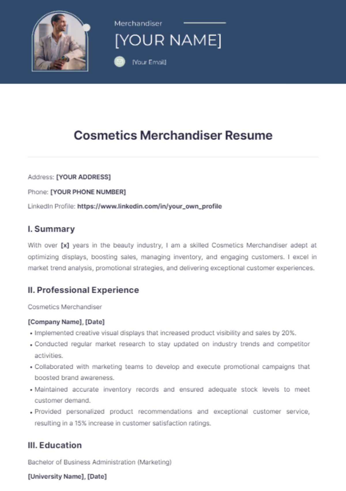 Cosmetics Merchandiser Resume - Edit Online & Download